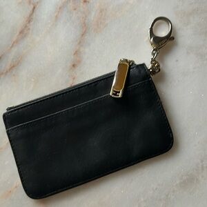 FENDI BLACK LEATHER KEY CHAIN CARD WALLET